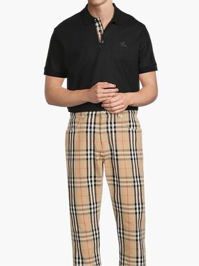 Burberry Eddie Cotton Pique Polo Shirt- Black